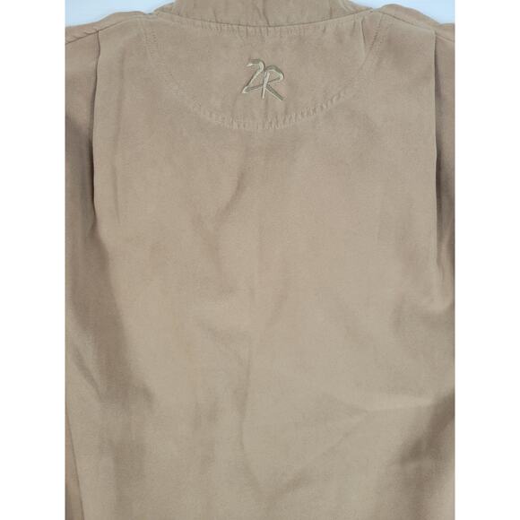 Zero‎ Restriction Golf Outer Wear Mens XL Microsuede Brown Tan Embroidered Vest - Picture 5 of 9